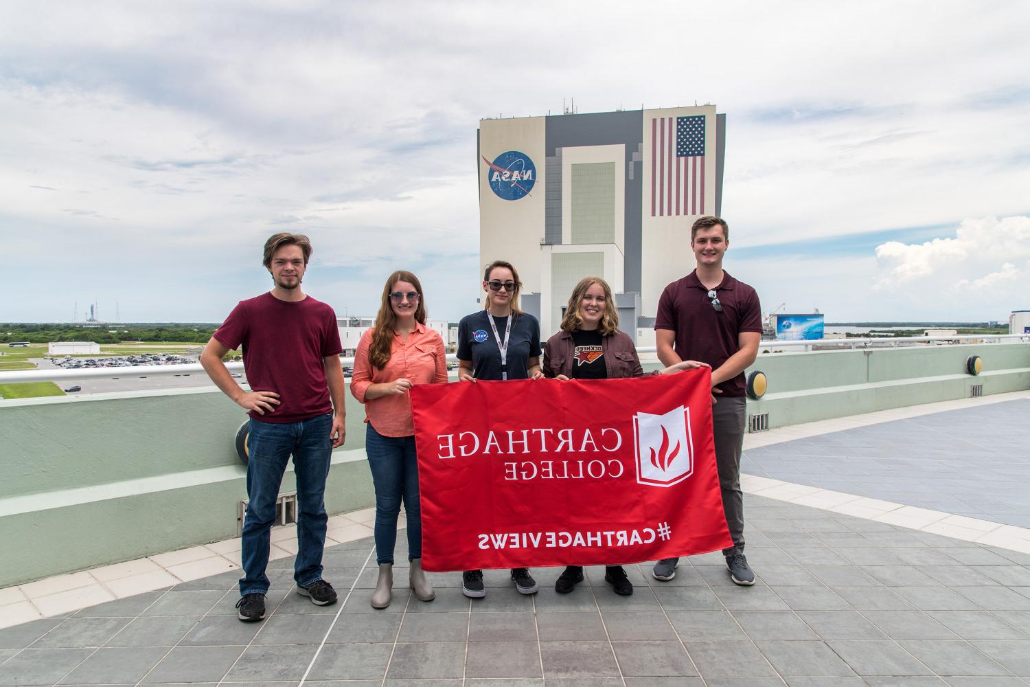 Carthage Prof. Kevin Crosby and students at NASA Kennedy Space Center.